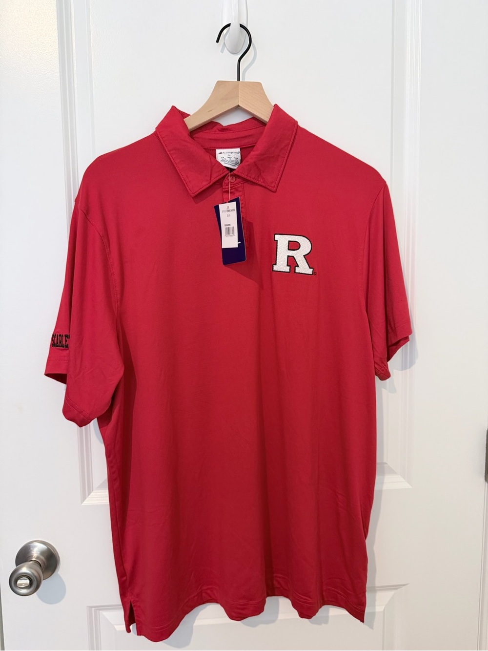 Red Men's Rutgers Polo Shirt with 'R' Patch